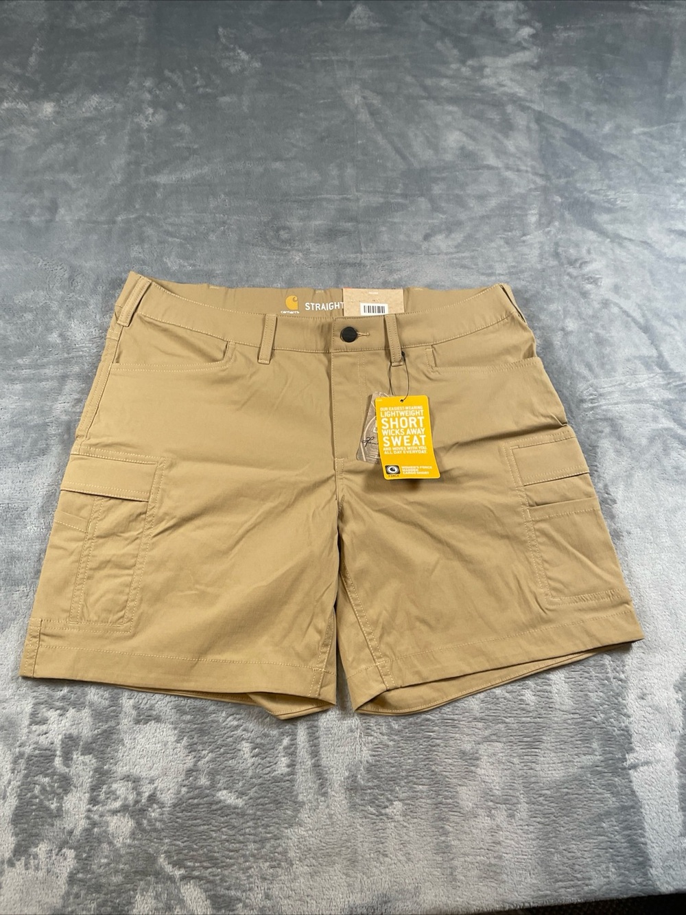 Carhartt Force Madden Cargo Shorts Womens Size 12 Khaki Straight Fit NWT